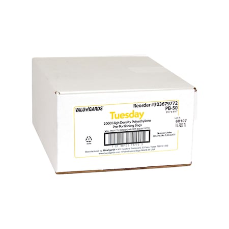 Valugards Bag High Density Saddle Preportion Bag Printed Tuesday Yellow, PK2000 303679772